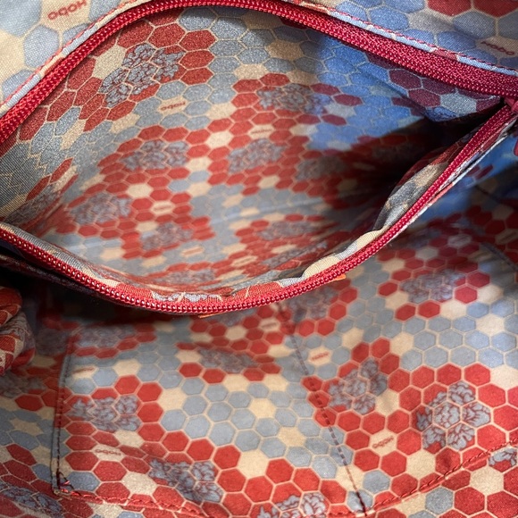 HOBO Leather Shoulder Bag Boho Slouchy Zip Top Pockets Fringe Neutral Classic - Picture 9 of 16